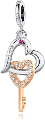 LaMenars Cuore portachiavi Charm 925 Sterling Silver Delle Donne Bracciale Collana Pendente San Valentino Festa della Mamma Ragazza Regalo