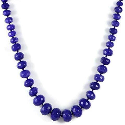 AqBeadsUk Classic Semi-Precious Gemstone 15x11-8x4mm Purple Dyed Jade Rondelle Beads 18 inch Luxury Hand-Knotted Women's Necklace