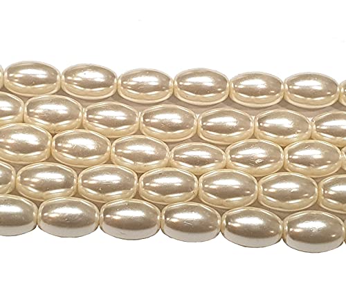 Perlin – e di vetro cerato di perle coltivate imitate perle di vetro cerato bianco AAA grado ovale 9 x 6 mm 45 pezzi perle con foro per infilare gioielli collana bracciale R160