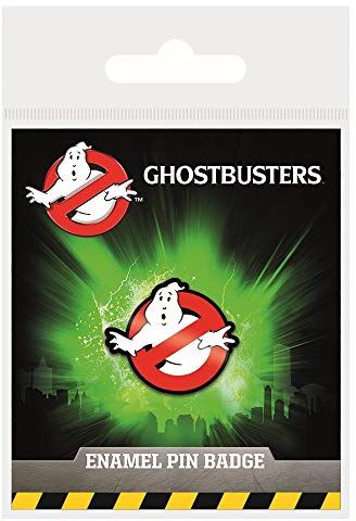 Pyramid Ghostbusters Spilla smaltata con scritta Logo, 7,9 cm x 8 cm, prodotto ufficiale, Misura unica, Smalto, metallo, argento, Senza pietre preziose