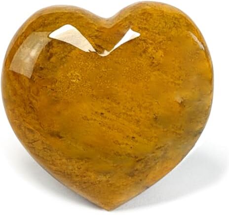 Eusice Cuore Diaspro Giallo, Pietra Naturale per il Benessere, Cristallo Levigato a Mano per Litoterapia, Chakra, Meditazione