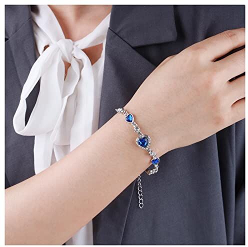 Dervivea Bracciale Cuore Blu Boho Bracciale Cuore Di Cristallo Bracciale Gemma Blu Strass Bracciale Cuore Amore Gioielli Per Donne E Ragazze