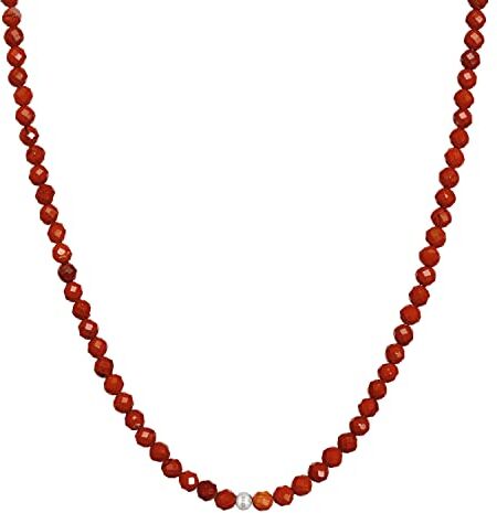 BERGERLIN Collana di diaspro rosso catena rossa argento XS-S