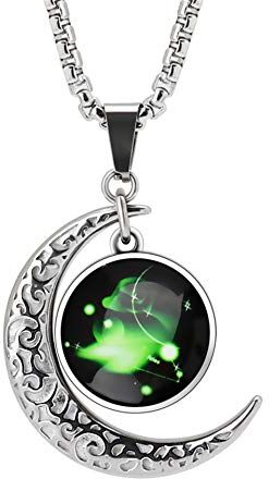 LEJAHAO Collana Segno Zodiacale Ariete Uomo Ragazzo Acciaio Inox al Titanio Galassia costellazioni Luna Oroscopo Goth collane Pendente Personalizzate Necklace Gioielli per Ragazza Migliori Amiche