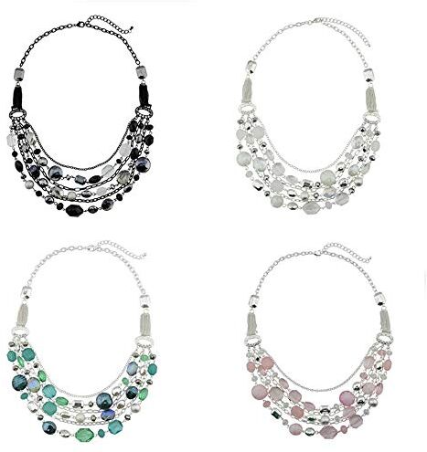 Bocar , Collana Multistrato con catenine, Smaltata e con Cristalli Colorati, per Donna (-1 Set)