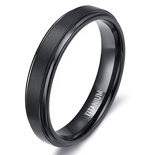 Zakk Anello da uomo e da donna titanio anelli di fidanzamento fedi nuziali nero spazzolato 4mm 6mm 16mm (4mm,57 (18.1))