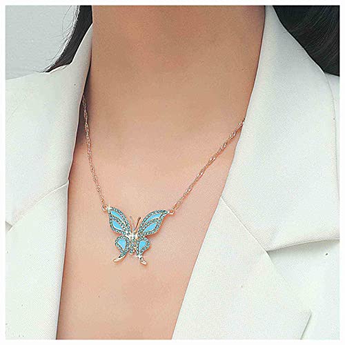 Allereya Vintage Cristallo Zaffiro Farfalla Collana Strass Smalto Farfalla Ciondolo Collana Zaffiro Cristallo Smalto Blu Farfalla Collana Choker Gioielli Per Donne E Ragazze (blu)