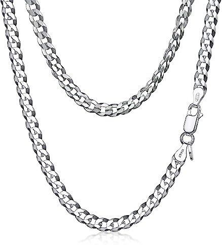 Amberta Collana Cubana in Argento Sterling 925 per Uomo: Collana in Argento 4.7 mm 45 cm