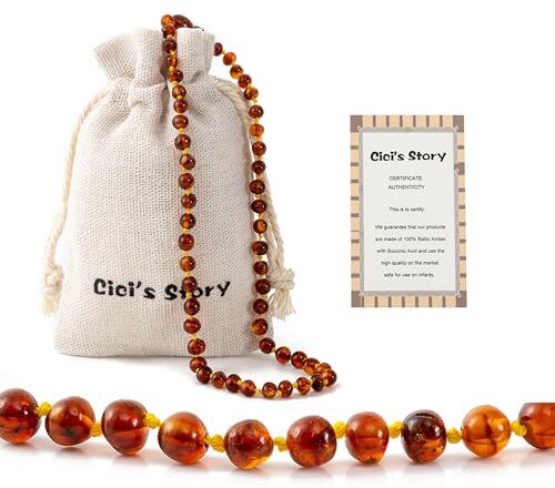 Cici's Story Collana in Ambra Naturale(Unisex)(Cognac) 40cm Ambra Baltica 100%