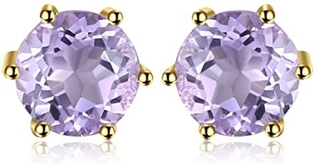 JewelryPalace Orecchini a Bottone Donna Argento 925 con Naturale Ametista Viola, Piercing Orecchini a Lobo Donna con Pietra a Taglio Rotondo, Orecchini Piccoli Stud in Oro Set Gioielli Donna