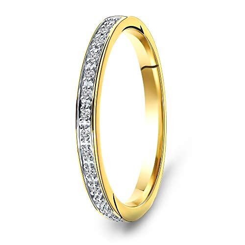 MIORE Anello da donna in oro giallo 9 Karati 375 con diamanti da 0,05 ct anello dell'eternità