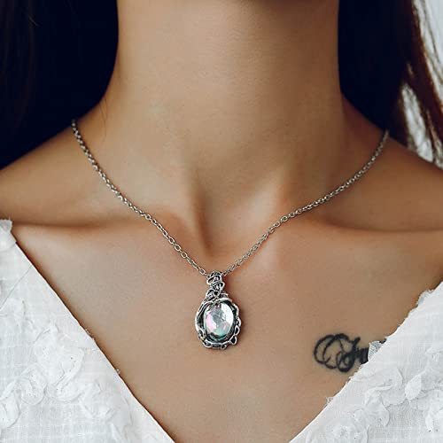 Wendalern Argento Opale Collana Vintage Goccia Pietra Di Luna Collana Ciondolo Goccia D'acqua Pietra Di Nascita Collana Girocollo Dichiarazione Bigiotteria Per Le Donne Ragazze