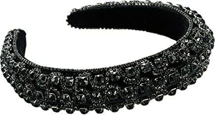 Youllyuu Lucido Principessa Tiara Hairband Imbottito Donne Grande Cristallo Fascia Capo Pezzo Prom Capelli Gioielli Nero