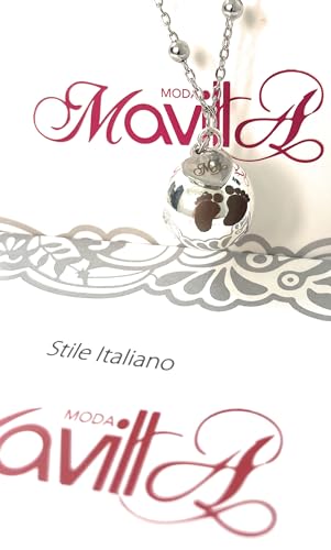 MODA MavillA Collana acciaio Chiama Angeli Gravidanza, Richiamo Degli Angeli, confezione regalo inclusa Collana Lunga Gravidanza, Sfera Sonora (Sfera piedini sonora)