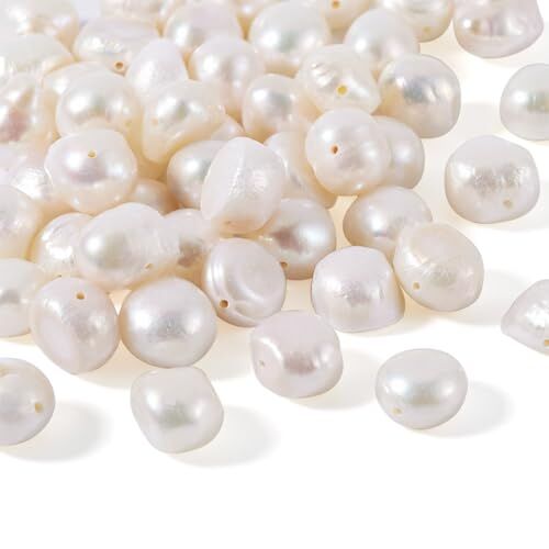 BB Beadthoven Beadthoven 50 perle d'acqua dolce coltivate, color conchiglia, a forma di patata, perle barocche per la realizzazione di collane, bracciali e gioielli, foro: 0,6 mm