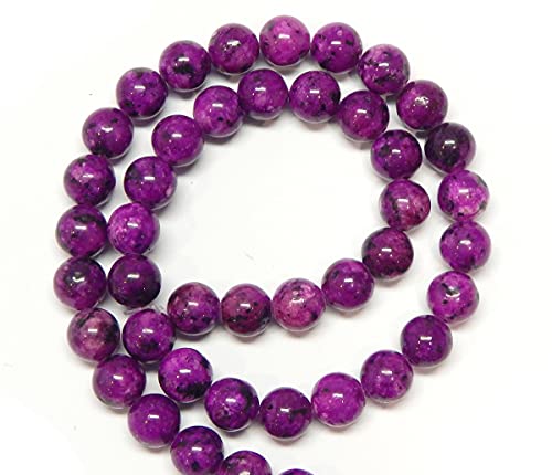 Perlin Filo di perle di diaspro rotonde, 8 mm, 45 pezzi, per gioielli, collane, bracciali (viola)