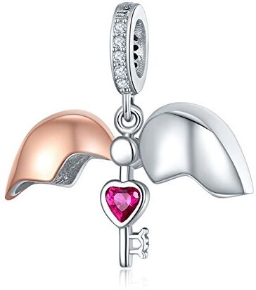 NINGAN , ciondolo a forma di cuore, in argento Sterling 925, compatibile con braccialetti e collane europei (arancia)