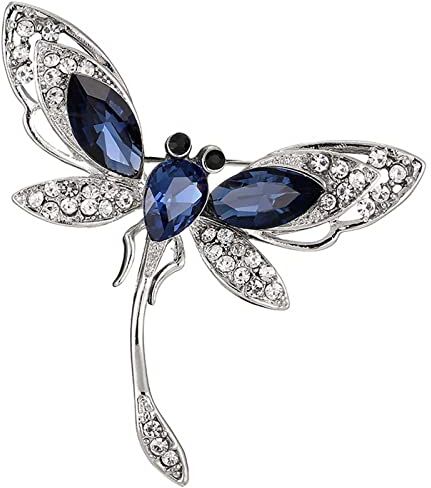 Wendalern Spilla Libellula Pin Cristallo Blu Insetto Libellula Elegante Matrimonio Sposa Corsage Spilla Scintillante Strass Cristallo Lapel Pin Abbigliamento Accessori Gioielli Per Le Donne Ragazze