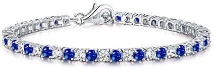 Diamond Treats Braccialetto Tennis Zaffiro Blu Donne, solido ARGENTO 925 STERLING 3mm Zircone Cubico Scintillante. Braccialetto Eternity Signore 19-20,3 centimetri Regalo Gioielleria Perfetto Lei.