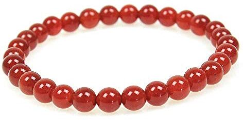 MJDCB Bracciale Pietre Agata Rossa Naturali, 6mm Perle Braccialetti Portafortuna