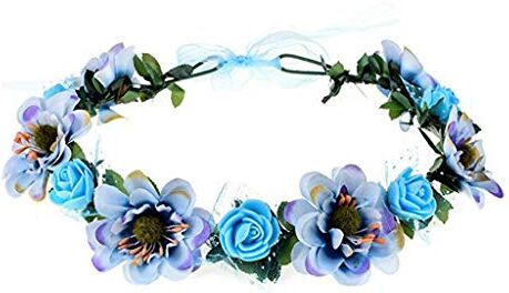 Hibye6hebyee Corona Tiara Fiore Fascia Rosa Fiori fatti a mano Ghirlanda floreale Fascia per capelli Corona Tiara Decorazione Regolabile Donne Ragazze Copricapo Per Matrimonio Fotografia Festa Anniversario Blu