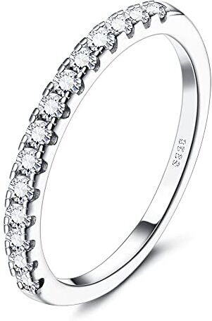 JeryWe Anello in argento 925 donne ragazze Anelli di promessa dell'eternità placcati in oro bianco Anello nuziale con fascia di fidanzamento Regali di gioielli con Cubic Zirconia 2MM Dimensioni9