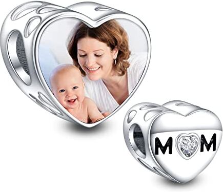 NINGAN 925 argento sterling personalizzato mamma bambino immagini tallone fascino compatibile donne braccialetto collana regalo per la festa della mamma