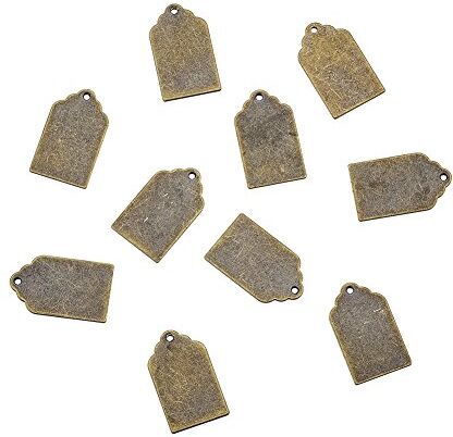 PH PandaHall 10pcs Rettangolo Ottone Vuoto Stampaggio Tag Charms 21x12mm Bronzo Antico Metallo Tag Pendenti con 1mm Foro