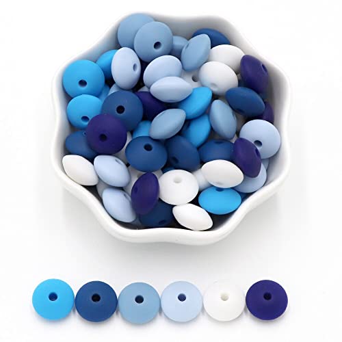 WELINK 100 perline in silicone abaco da 15 mm, colori misti, perline piattino perline colorate a forma di lenticchia, distanziatori sfusi, gioielli fai da te, per realizzare collane, bracciali, portachiavi,
