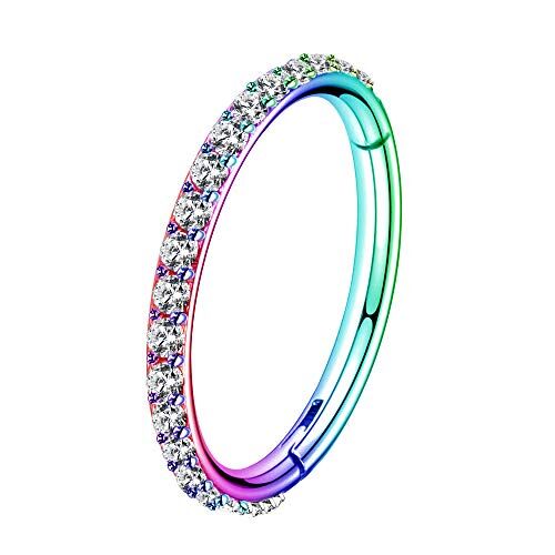 OUFER 16G 10 mm Helix Piercing Hoops Acciaio Chirurgico Arcobaleno Daith Trago Tragus Rook Conch Cartilagine Orecchino Nostril Piercings Naso Anello Ring Septum Clicker Donne Gioielli