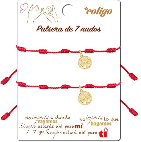 cotigo Bracciale 7 Nodi e bracciale filo rosso del Destino di corda per Sorte, Amicità, Amuleto Regolabile