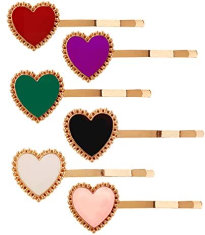 Amosfun 5Pcs Delle Donne Clip Di Delle Donne Del Cuore Hairclip Cuore Barrette Per Il Partito Clip Di Del Cuore Bobby Decorativo Cuore Bobby Pin Cuore Decorazione