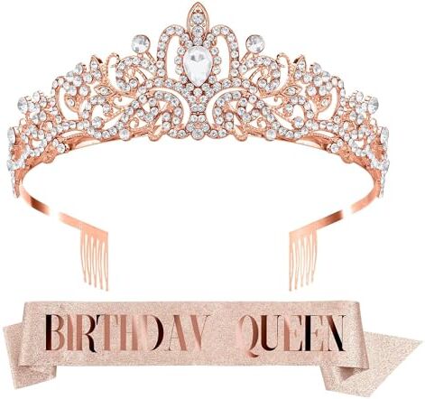 forzma Fascia di compleanno da donna, corone di compleanno per donne, diadema di compleanno, fascia per regina di compleanno, fascia di compleanno e tiara per donne, fascia per capelli di compleanno, diadema