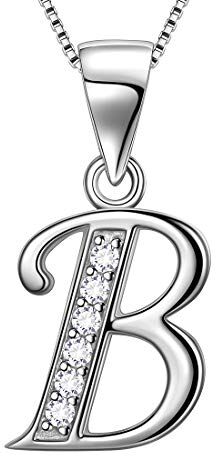 Aurora Tears 925 sterline d'Argento B Lettera Collana Iniziale B Pendente Alfabeto con Cubic Zirconia Gioielli Incontri Regali per Le Donne DP0045B