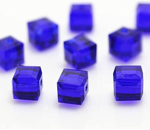 Generic 190 perline cubiche in vetro sfaccettate da 8 mm, per la creazione di gioielli, perline distanziatrici sfaccettate di forma quadrata, assortimenti per bracciali, collane, perline sfuse fai da te (blu