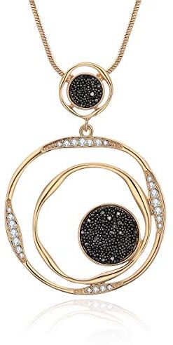 Ouran Collana Pendente con Ciondolo per Donna, Collana Lunga in Argento Oro con Collana Nera con Diamanti e Cristallo per i Migliori Amici (Anello Rotondo, Placcato Argento)