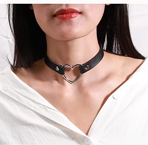 Atentuyi Cuore Collana Choker Nero Pu Pelle Choker Vintage Punk Tatuaggio Collare Catena Gothic Gioielli Per Donne E Ragazze