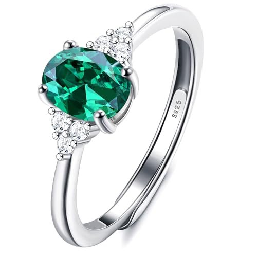 JeweBella Anelli Donna Argento 925 Regolabili Anello Argento Pietra di Nascita Anello Fidanzamento Fedine Anelli Zirconia Cubica Anello Promessa Amicizia Matrimonio Anello Argento Regalo Gioielli