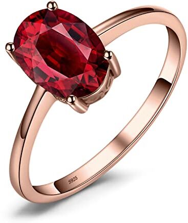 JewelryPalace Anelli Donna Argento 925, Naturale Granato Rosso Birthstone Solitario Anello, Anniversario Anello Ovale Donna, Anello Solitario Fidanzamento in Oro Rosa, Set Gioielli Donna 8