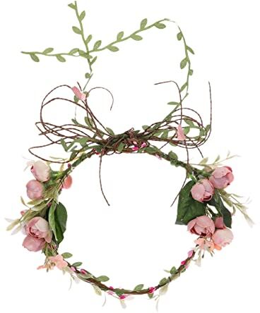 Ipetboom Diadema Di Fiori Di Rosa Diadema Della Ragazza Fiori Tiara Nuziale Ghirlanda Floreale Regolabile Ghirlanda Boho Fatto a Mano Per Nozze Stoffa Sposa