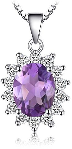 JewelryPalace 1.8ct Collana Donna Kate Middleton Argento 925 con Naturale Ametista Viola, Princess Diana William Collana Ciondolo Pietra Ovale con Catena 45cm, Collane Pendenti Set Gioielli Donna