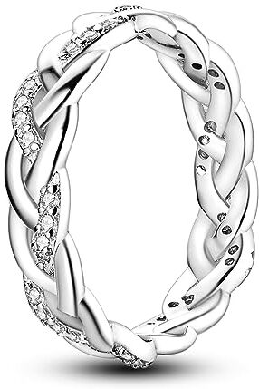 NARMO 925 anello in argento sterling per le donne Twisted Infinity Knot Cubic Zirconia Semplice Plain Stackable Anelli Dimensione 11.5