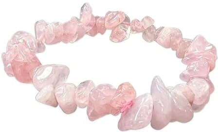 Generico CRIGEMA Bracciale chips braccialetto pietra vera naturale (QUARZO ROSA)