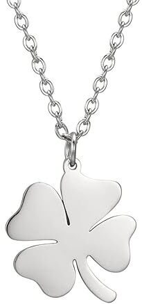 EUEAVAN Fortunato quadrifoglio ciondolo collana Semplice Amicizia Choker Fascino buona fortuna amuleto Fiore Gioielli Regalo Donne Ragazza Teen, Acciaio inossidabile, Nessuna pietra preziosa