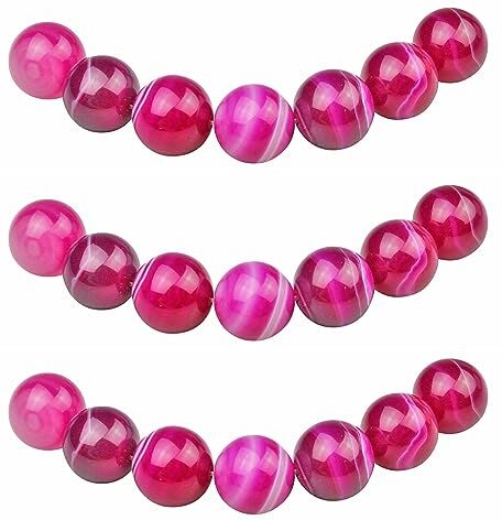 MJDCB 43pezzi 8mm Agata Rosa Striata Sciolto Perline di Pietra Naturale per Creazione Braccialetti Collane e Gioielli Pietre Dure per Bigiotteria Fai Da Te Rotonde