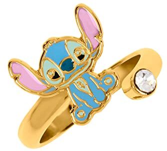 Disney Lilo & Stitch  Anello in Pietra Trasparente Placcato in Oro Rosa e Blu, Metallo Non prezioso