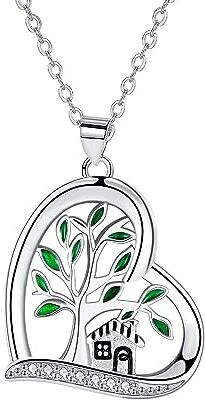 Micory Collana Albero Della Vita Donna Argento Sterling 925 Smeraldo Albero della Vita Ciondolo-Regalo originale per la famiglia Mamma Moglie Compleanno Anniversario