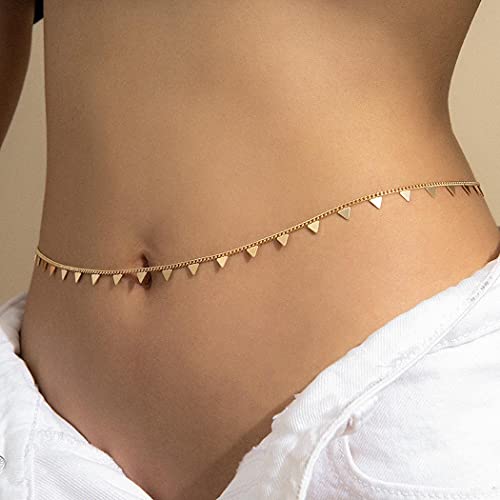 Sethain africano Perline in vita Catena Perdita di peso Conchiglia Pendente Catenine del ventre Tallone Gioielli per il corpo per donne e ragazze (Triangolo)