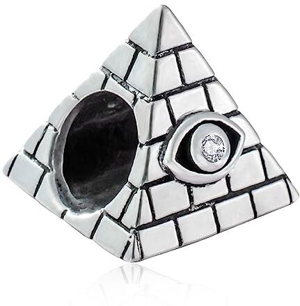 GLOWDAS Malocchio su Charms Piramide Egiziana Fit Braccialetto Catena Serpente Pandora, 925 Argento Sterling Egitto Occhio di Horus Perline Triangolo, Regali per le Vacanze/San Valentino/Mondo di Viaggio