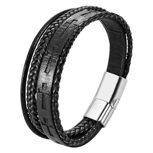 Mochity Bracciale Uomo Pelle, Bracciale Uomo, Bracciali Uomo Acciaio Inox, Con Scatola Regalo, Bracciali Uomo Cuoio, Bracciale Uomo Acciaio, Bracciali Uomo, Braccialetto Uomo, Braccialetti Uomo (I)